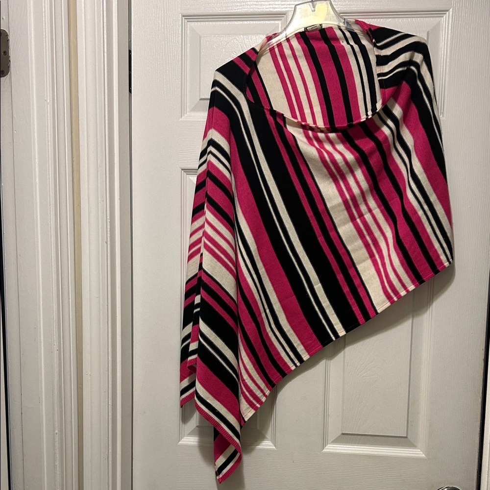 Collection XIIX Pink and Black Striped Poncho